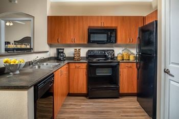 Sleek black kitchen appliances